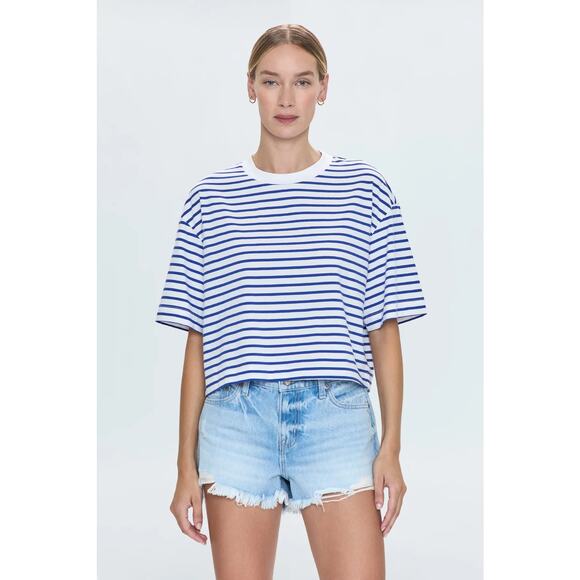 Pistola Mae Cropped Tee - Maritime White Stripe NWT SIZE XS - Picture 1 of 5